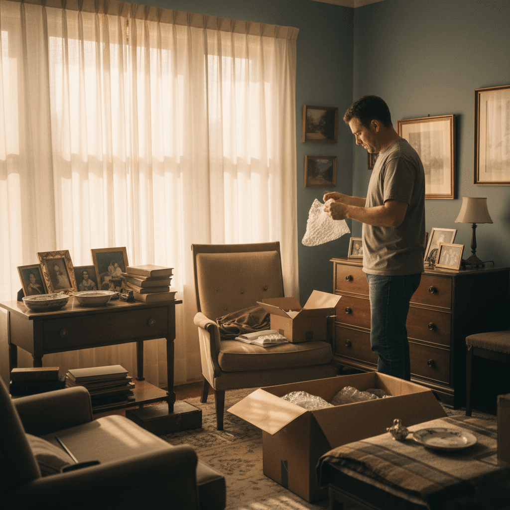 Estate cleanout showing respectful handling of family items